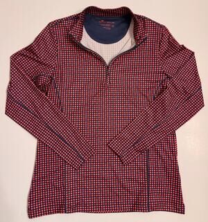 Peter Millar Women's Patterned 1/4 Zip Lightweight Golf Pullover UPF 50 Sz M Red